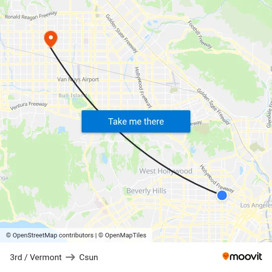 3rd / Vermont to Csun map