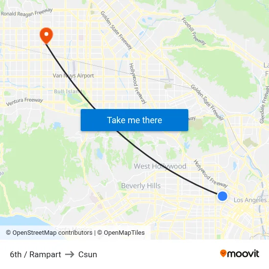 6th / Rampart to Csun map