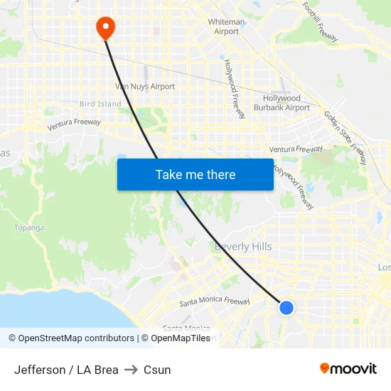Jefferson / LA Brea to Csun map