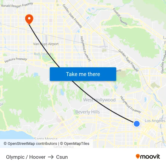 Olympic / Hoover to Csun map