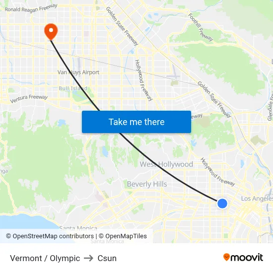 Vermont / Olympic to Csun map