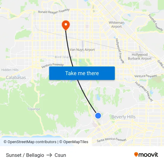 Sunset / Bellagio to Csun map