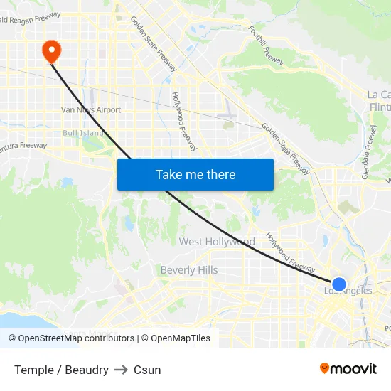Temple / Beaudry to Csun map