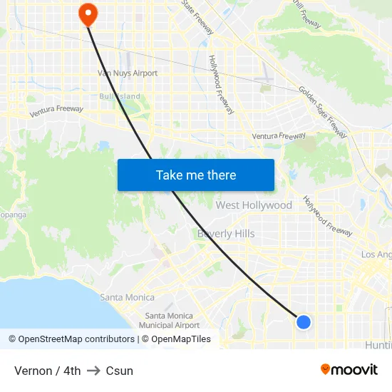Vernon / 4th to Csun map