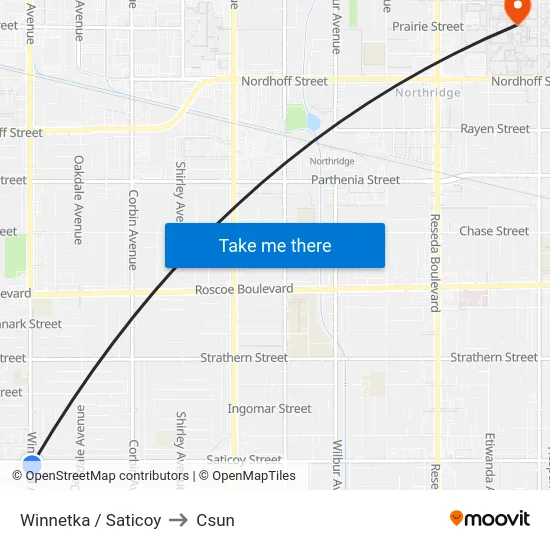 Winnetka / Saticoy to Csun map