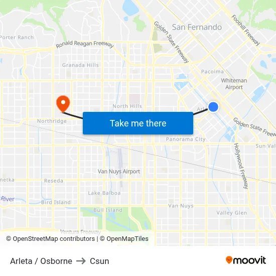 Arleta / Osborne to Csun map