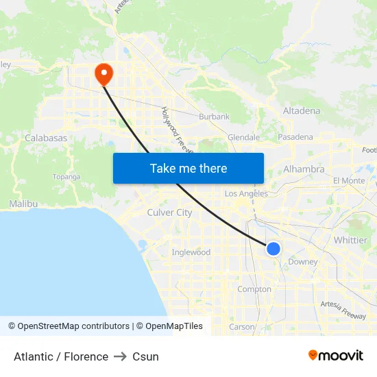 Atlantic / Florence to Csun map