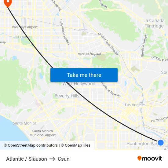Atlantic / Slauson to Csun map