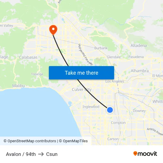 Avalon / 94th to Csun map