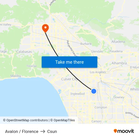 Avalon / Florence to Csun map