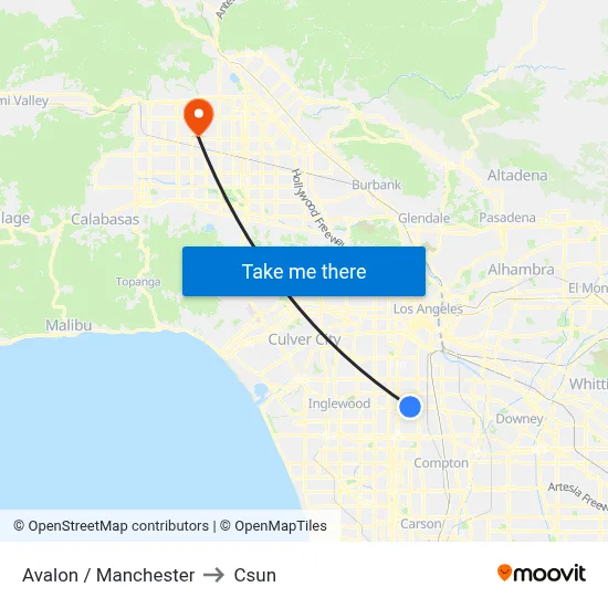Avalon / Manchester to Csun map