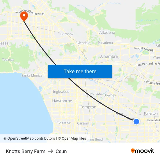 Knotts Berry Farm to Csun map