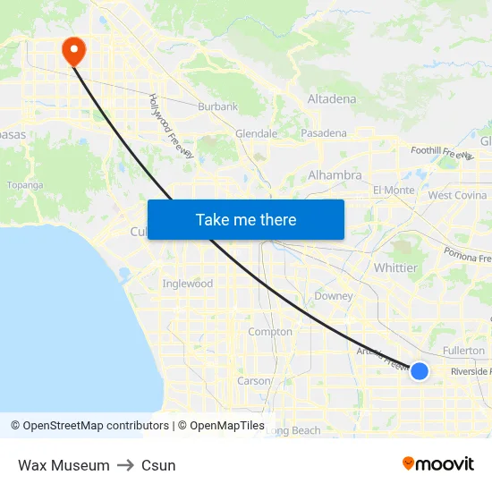 Wax Museum to Csun map