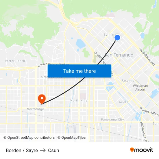 Borden / Sayre to Csun map