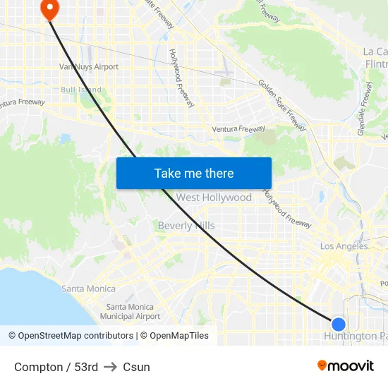 Compton / 53rd to Csun map