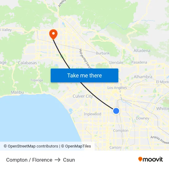 Compton / Florence to Csun map