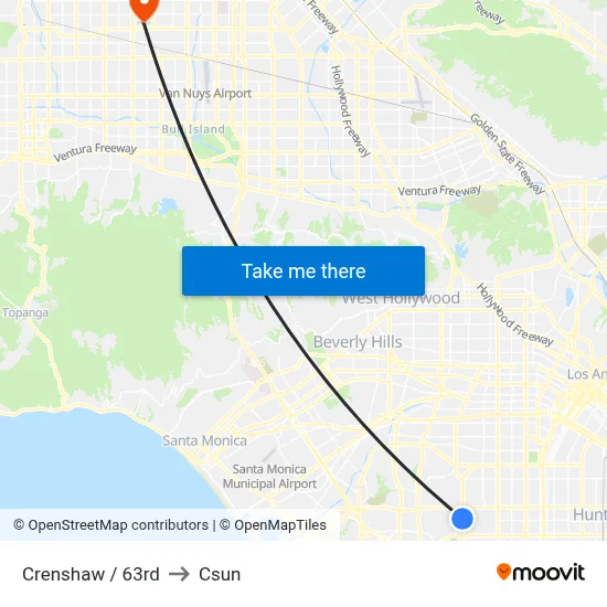 Crenshaw / 63rd to Csun map