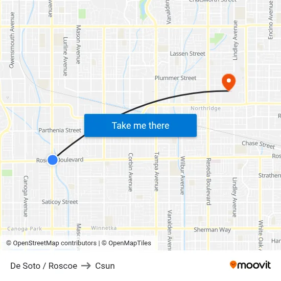 De Soto / Roscoe to Csun map