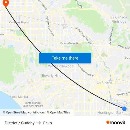 District / Cudahy to Csun map