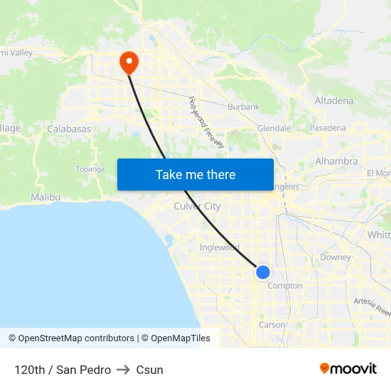 120th / San Pedro to Csun map