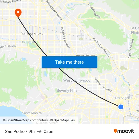 San Pedro / 9th to Csun map
