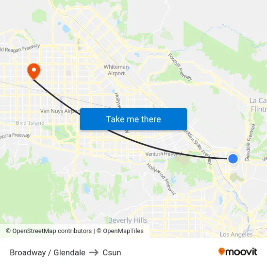 Broadway / Glendale to Csun map