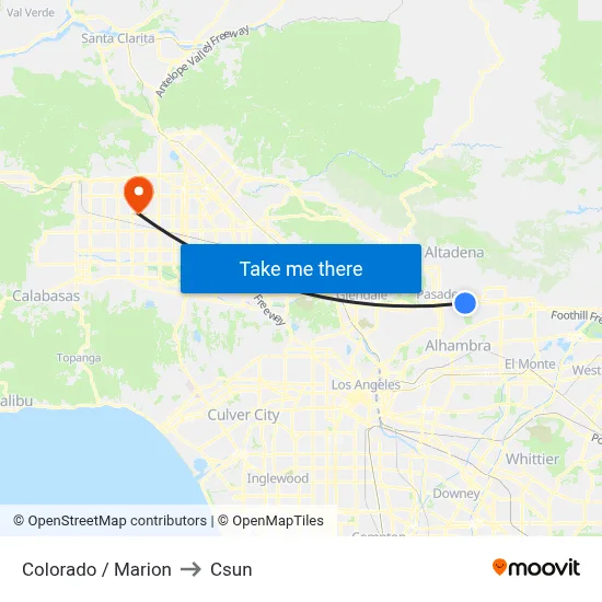 Colorado / Marion to Csun map