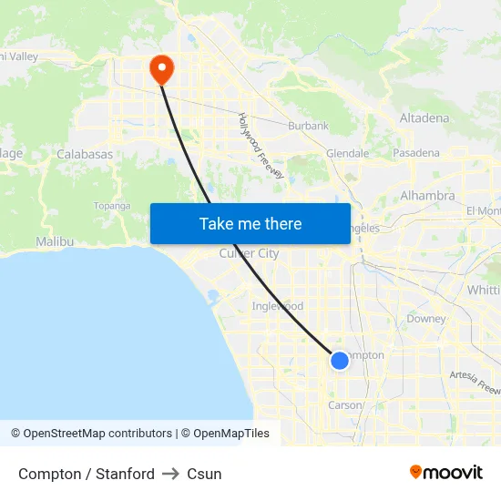 Compton / Stanford to Csun map
