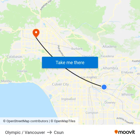 Olympic / Vancouver to Csun map