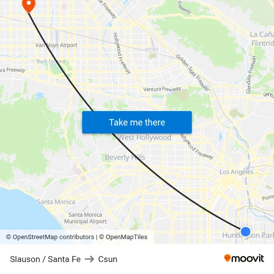 Slauson / Santa Fe to Csun map