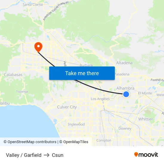 Valley / Garfield to Csun map