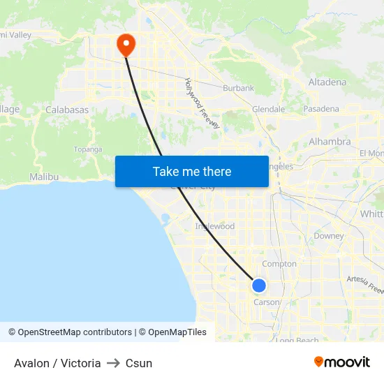Avalon / Victoria to Csun map