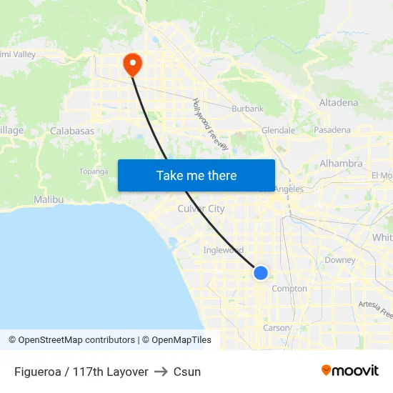 Figueroa / 117th Layover to Csun map