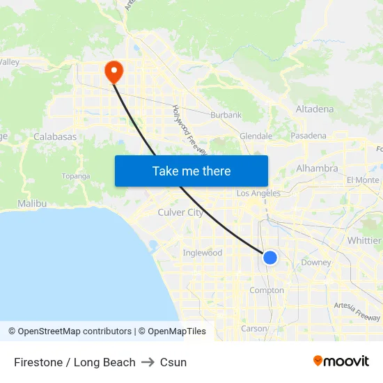 Firestone / Long Beach to Csun map
