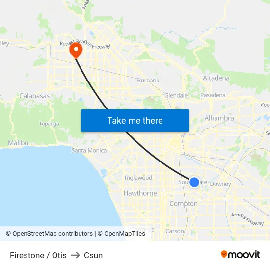 Firestone / Otis to Csun map