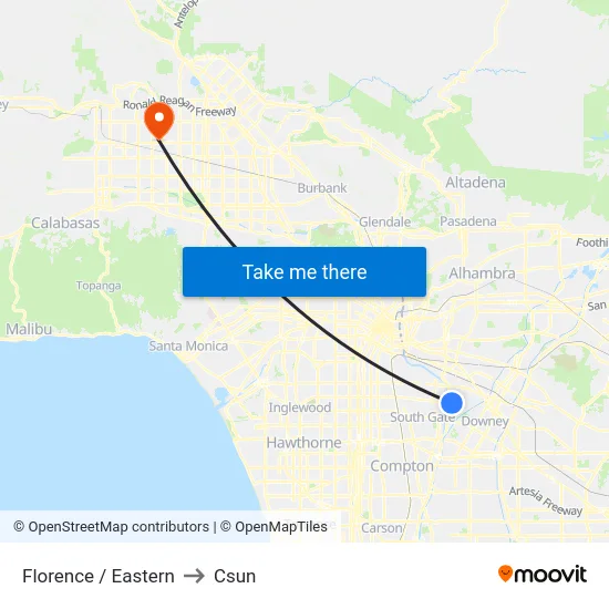 Florence / Eastern to Csun map