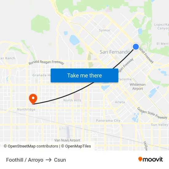 Foothill / Arroyo to Csun map
