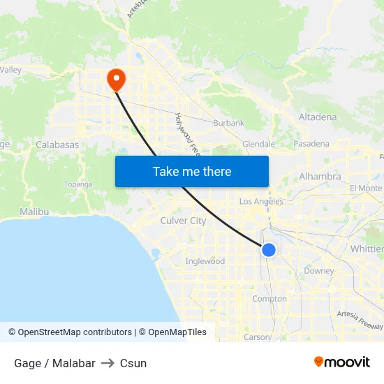 Gage / Malabar to Csun map