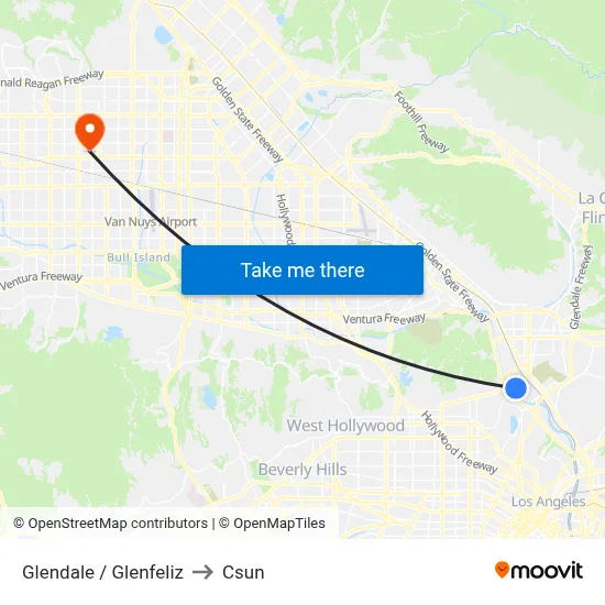Glendale / Glenfeliz to Csun map