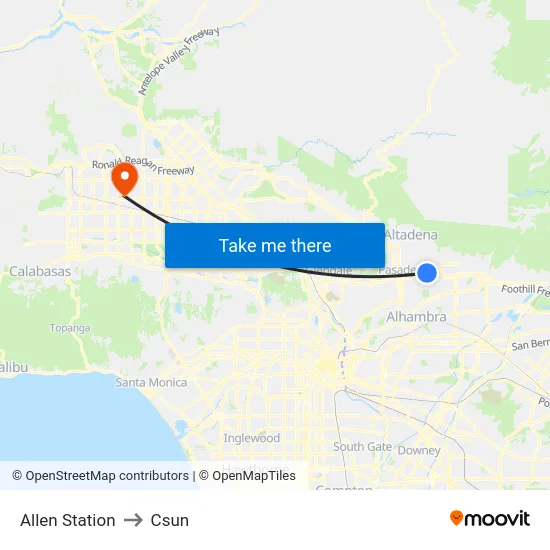 Allen Station to Csun map