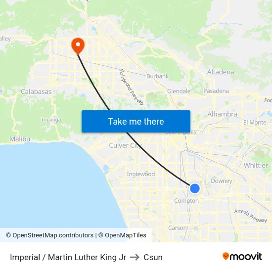 Imperial / Martin Luther King Jr to Csun map