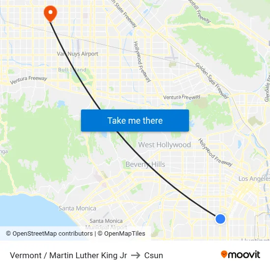 Vermont / Martin Luther King Jr to Csun map