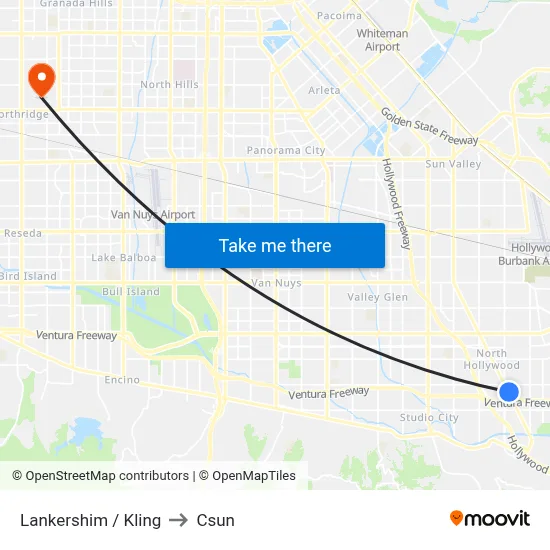 Lankershim / Kling to Csun map