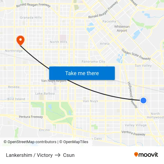 Lankershim / Victory to Csun map
