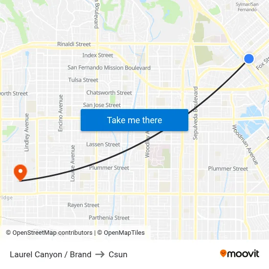 Laurel Canyon / Brand to Csun map