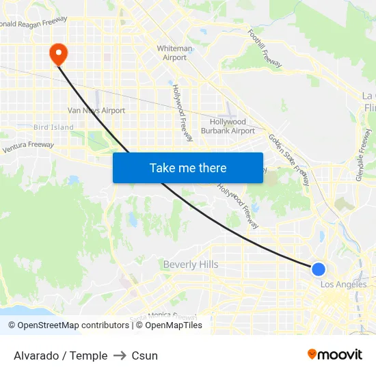 Alvarado / Temple to Csun map