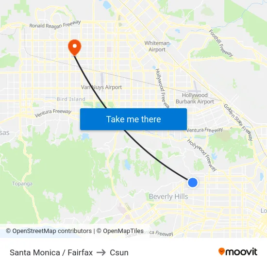 Santa Monica / Fairfax to Csun map