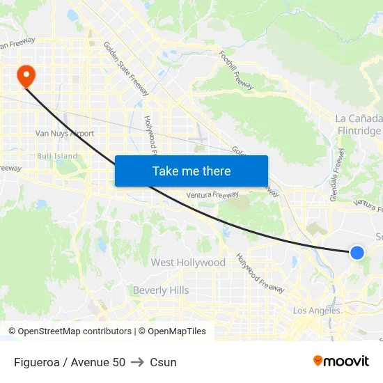 Figueroa / Avenue 50 to Csun map