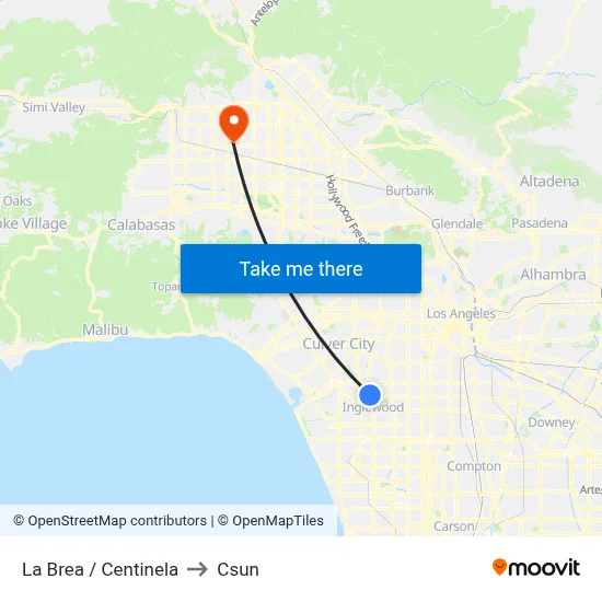 La Brea / Centinela to Csun map