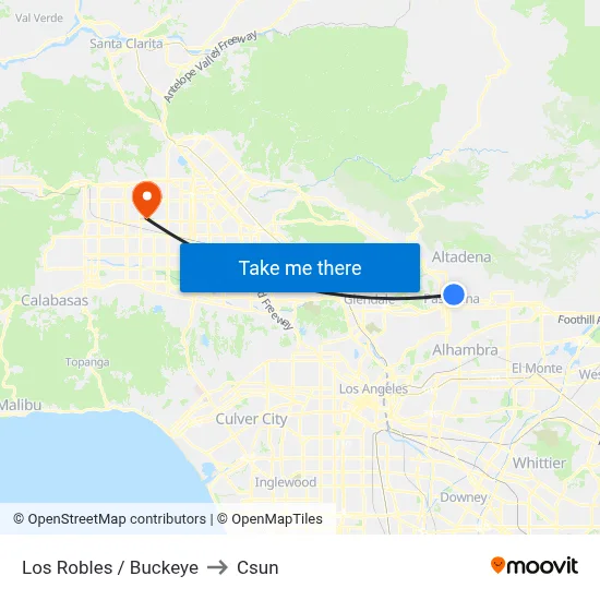Los Robles / Buckeye to Csun map